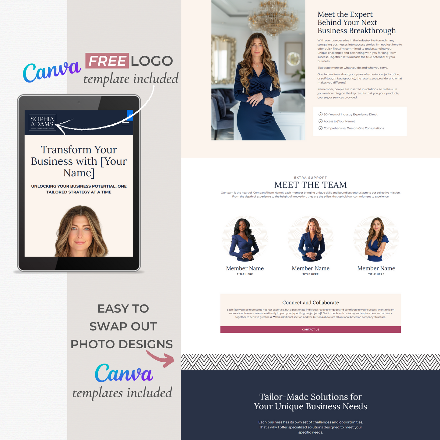 "Business Consulting" Kajabi One Page Business, Coaching & Course Website Template