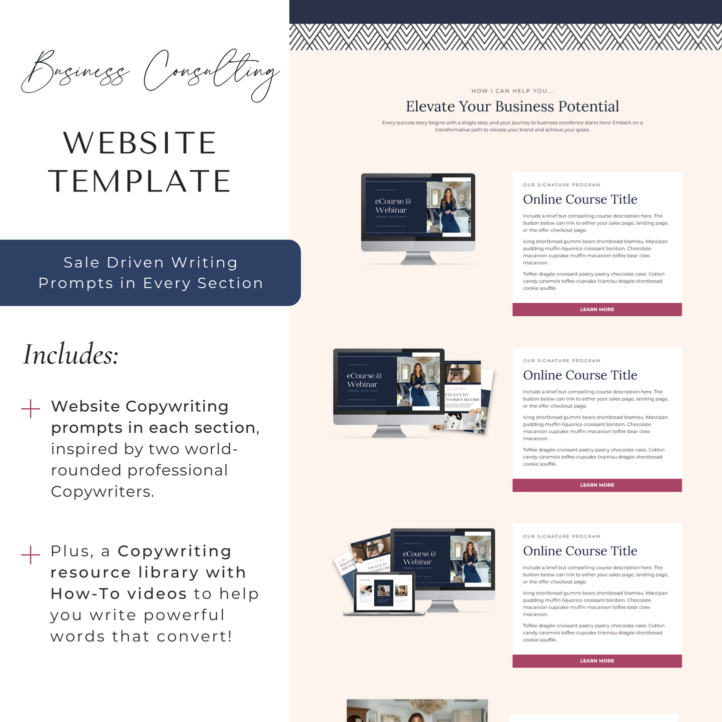 "Business Consulting" Kajabi One Page Business, Coaching & Course Website Template