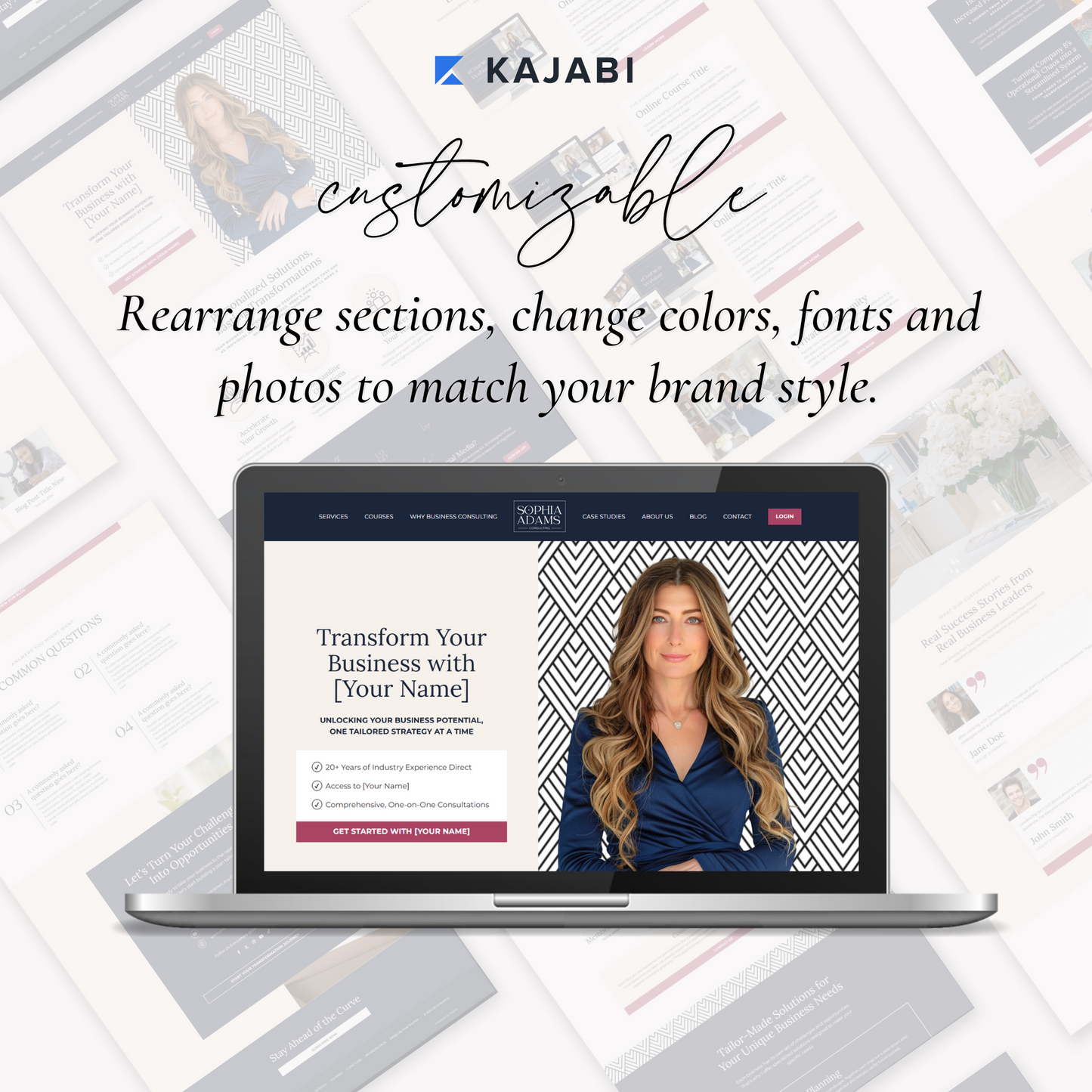 "Business Consulting" Kajabi One Page Business, Coaching & Course Website Template