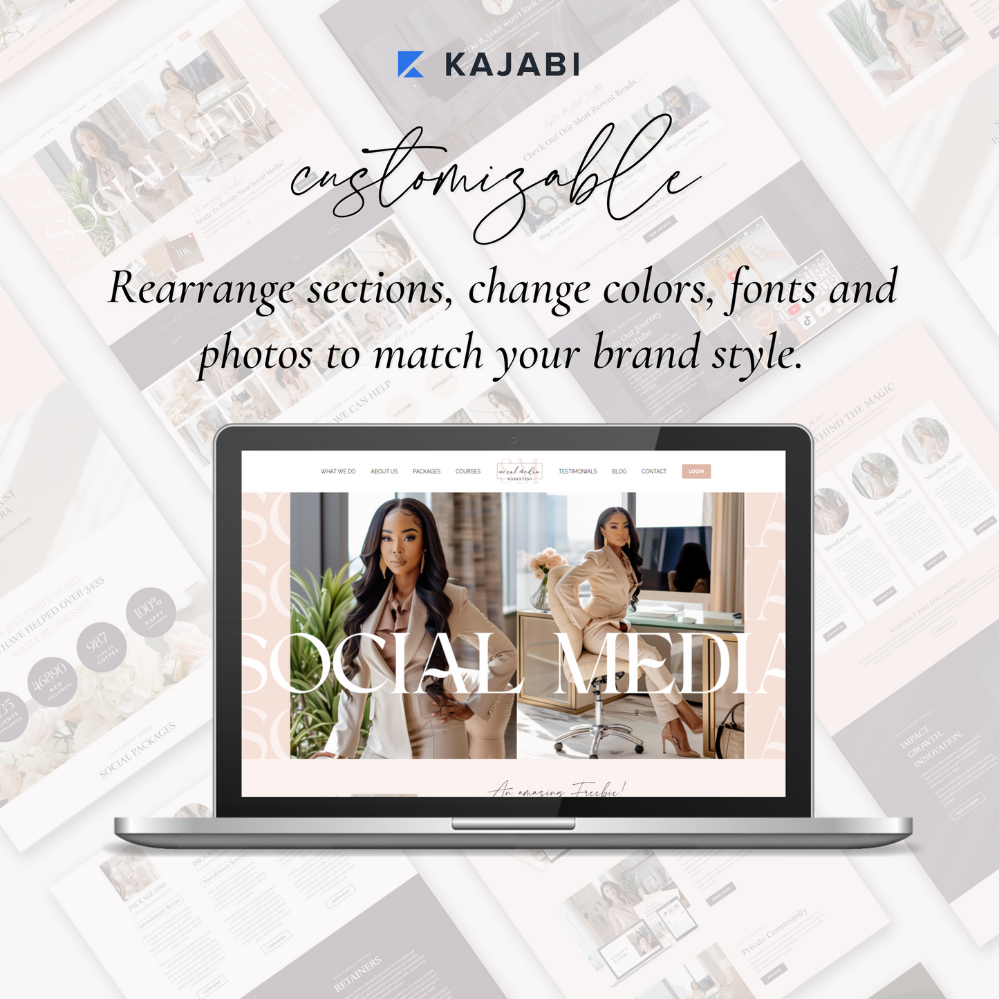 "Marketing" Kajabi One Page Business, Coaching & Course Website Template
