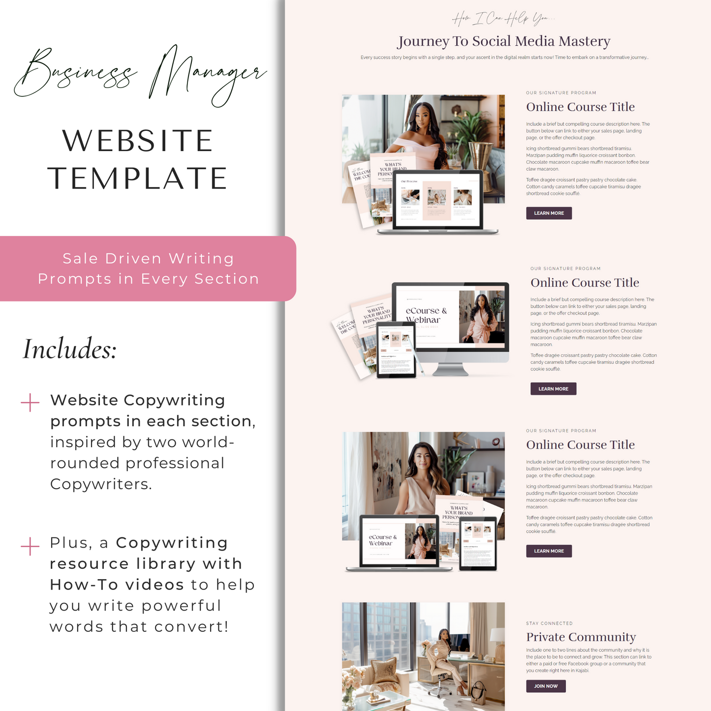 "Marketing" Kajabi One Page Business, Coaching & Course Website Template