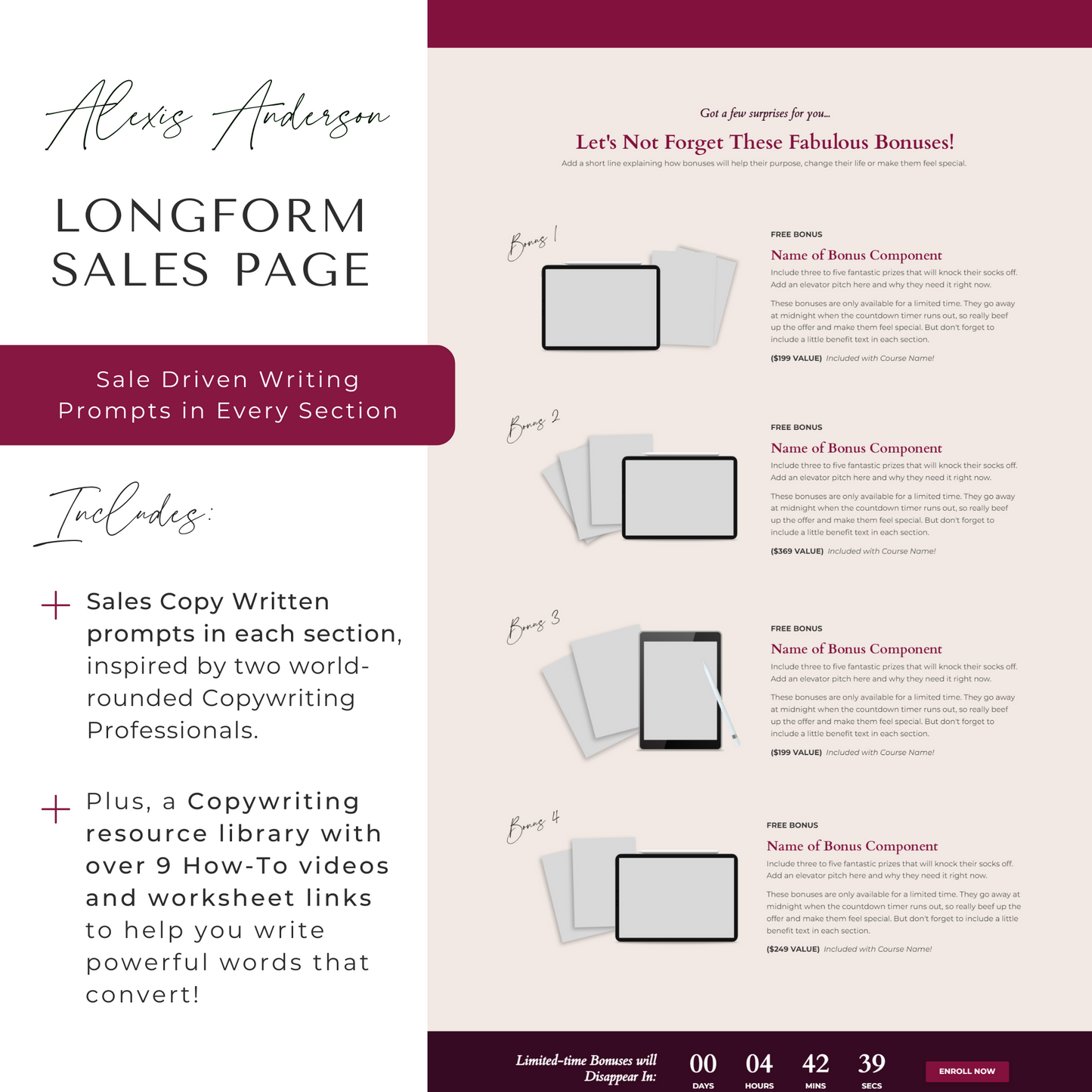 "Alexis" Kajabi Long-Form Sales Page