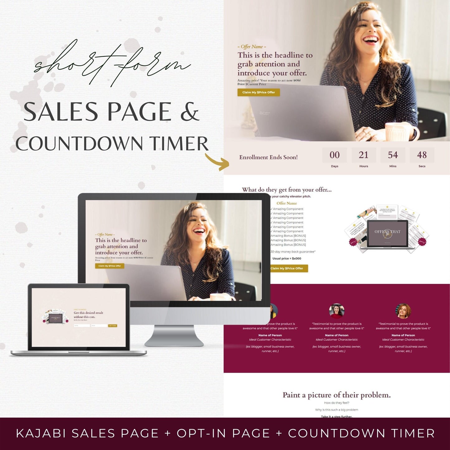 "Alexis" Kajabi Short-Form Sales Page