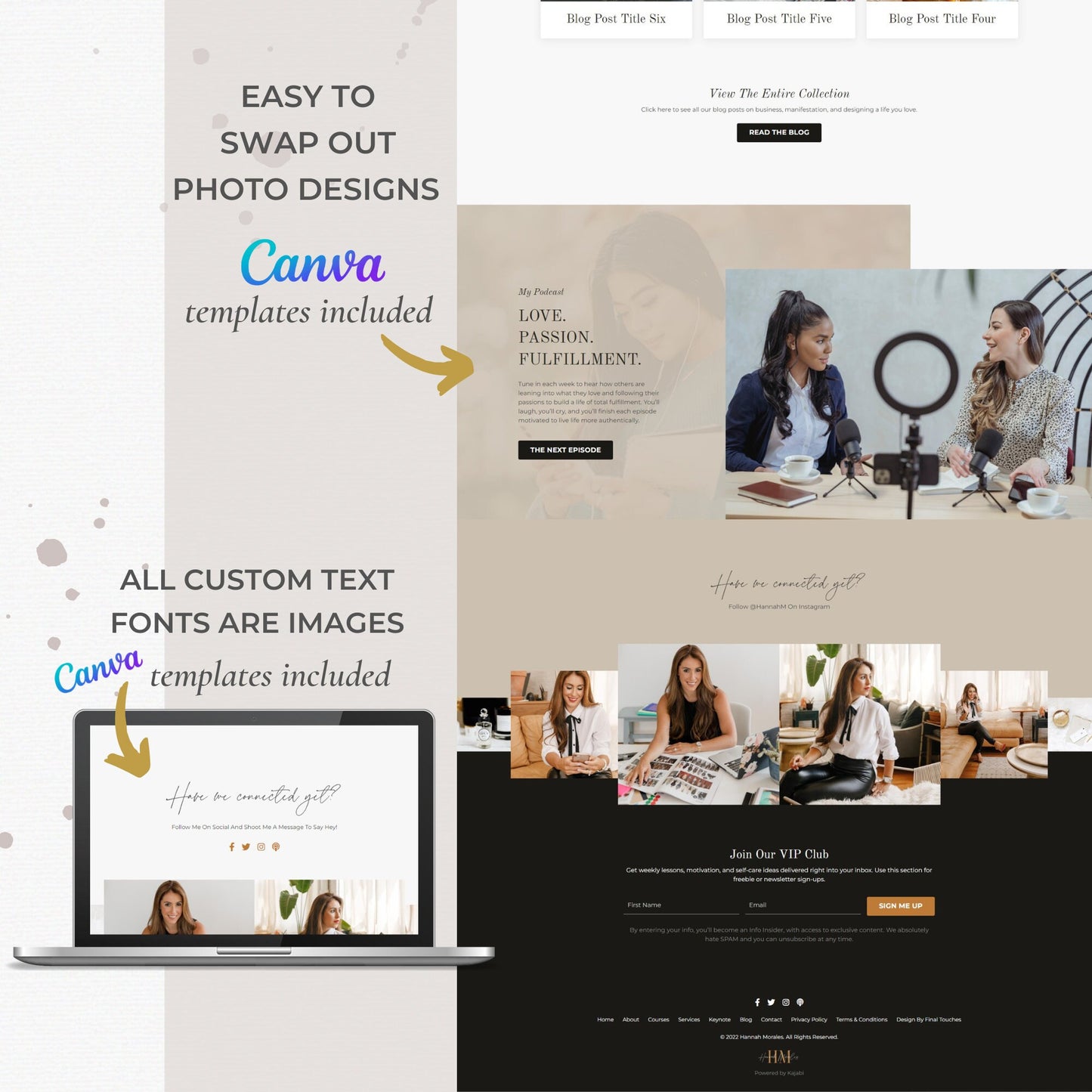 "Hannah" Kajabi Website & Sale Page Template Bundle