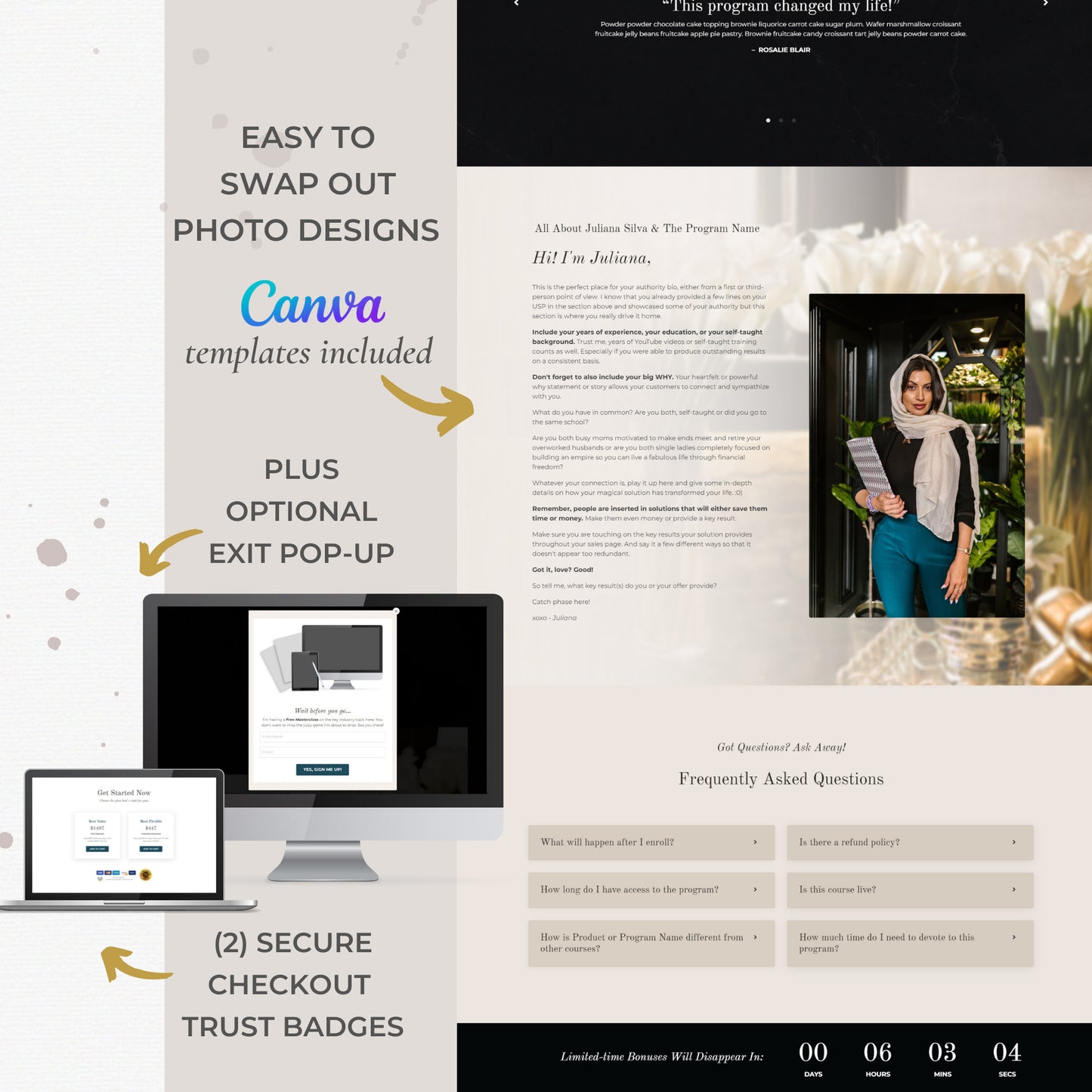 "Juliana" Kajabi Long-Form Sales Page with Countdown Timer & Video