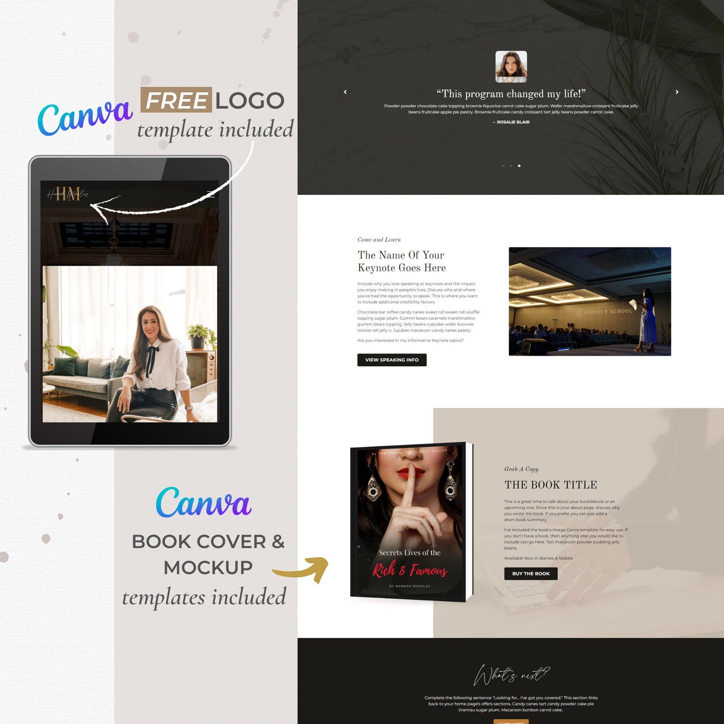 "Hannah" Kajabi Course, Coaching & Speaker Website Template