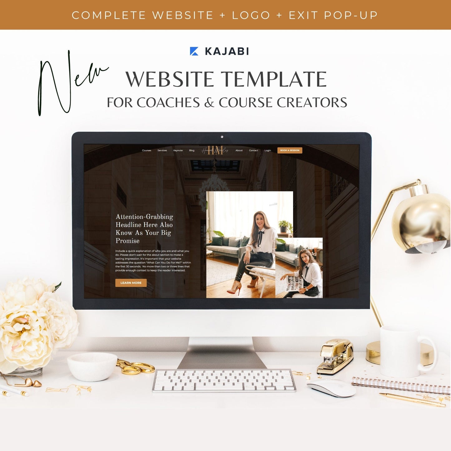 "Hannah" Kajabi Course, Coaching & Speaker Website Template