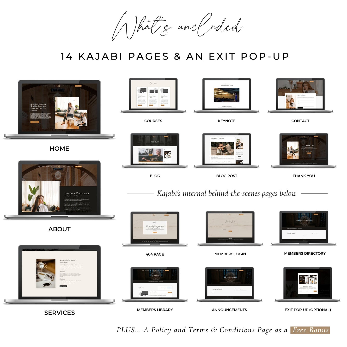"Hannah" Kajabi Website & Sale Page Template Bundle