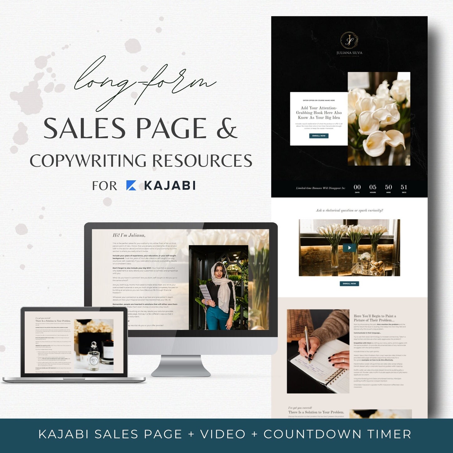 "Juliana" Kajabi Long-Form Sales Page with Countdown Timer & Video