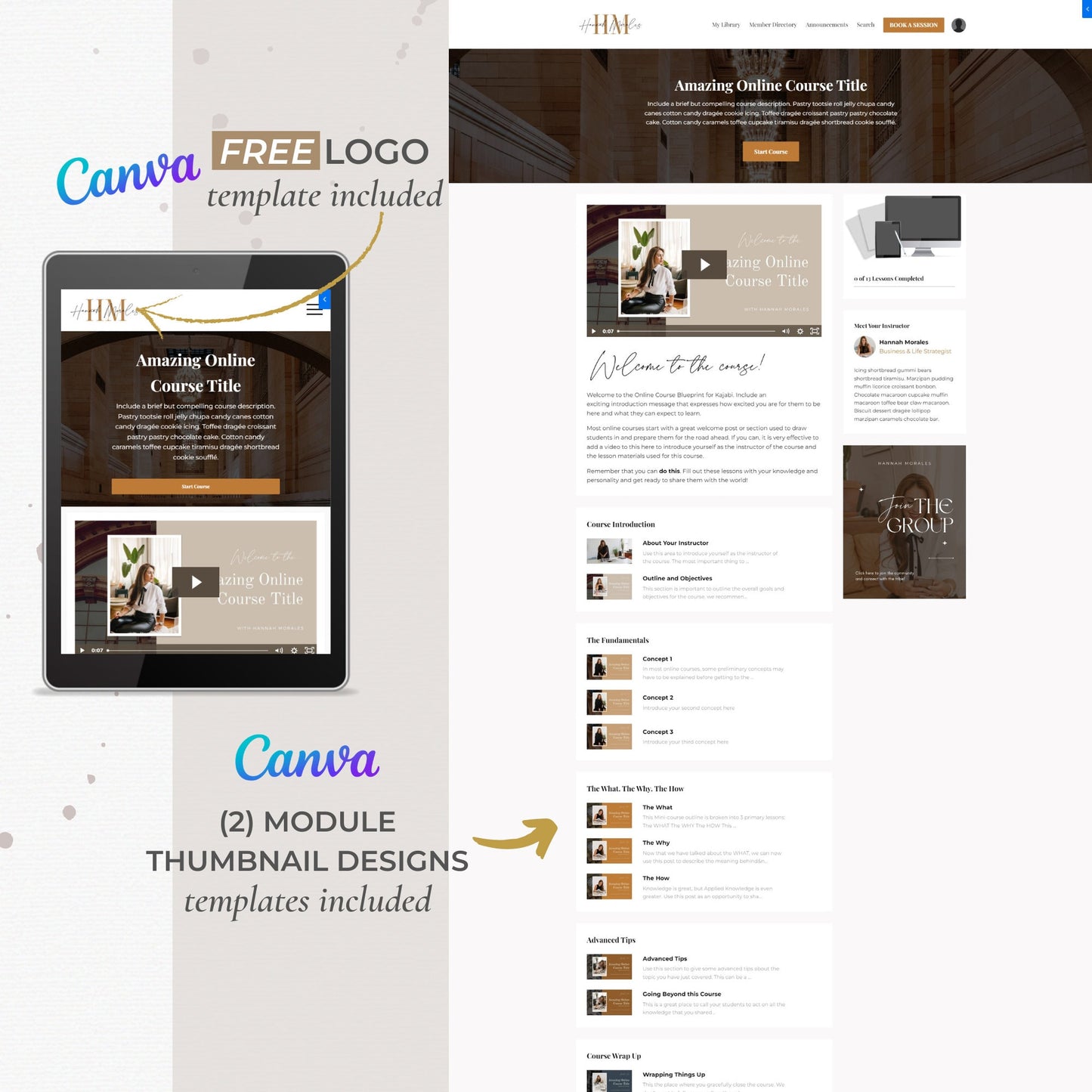"Hannah" Kajabi Course / Product Template