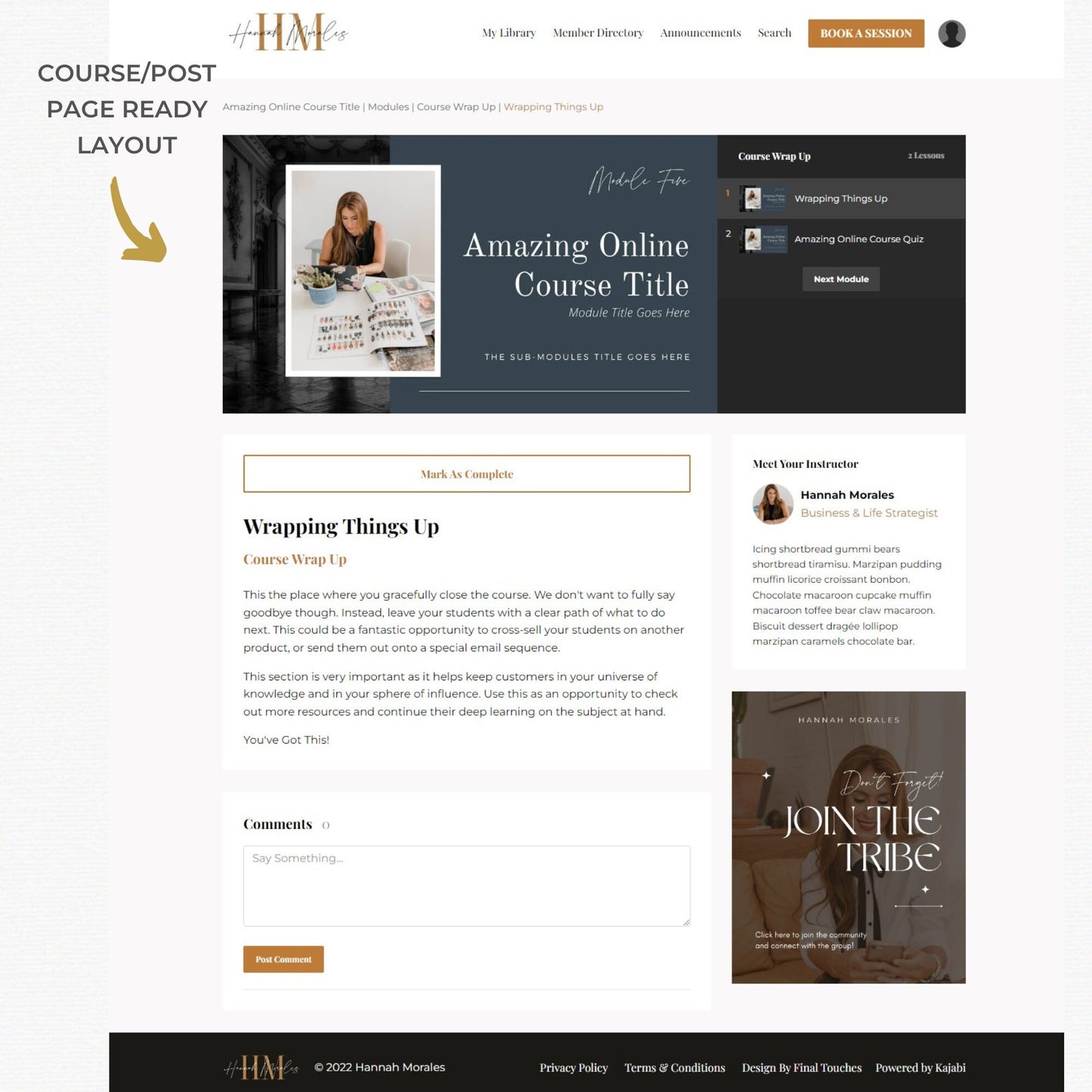 "Hannah" Kajabi Course / Product Template