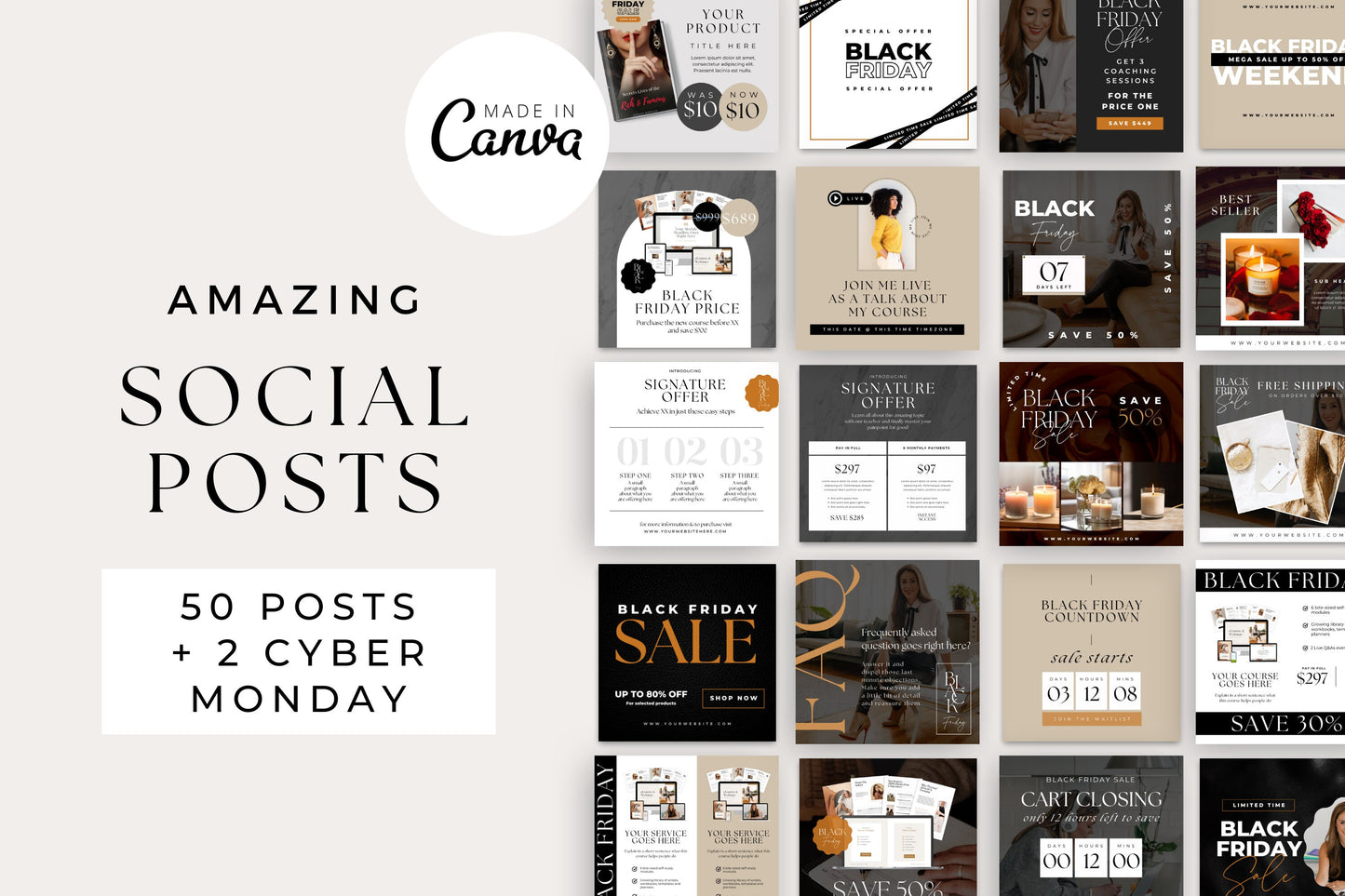 Black Friday & Cyber Monday: Social Media + Email Marketing Template Bundle
