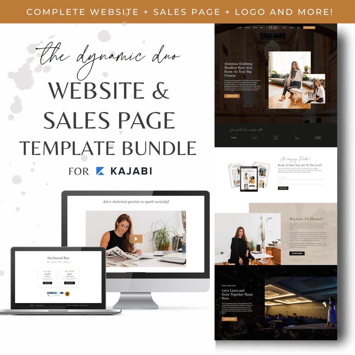 "Hannah" Kajabi Website & Sale Page Template Bundle