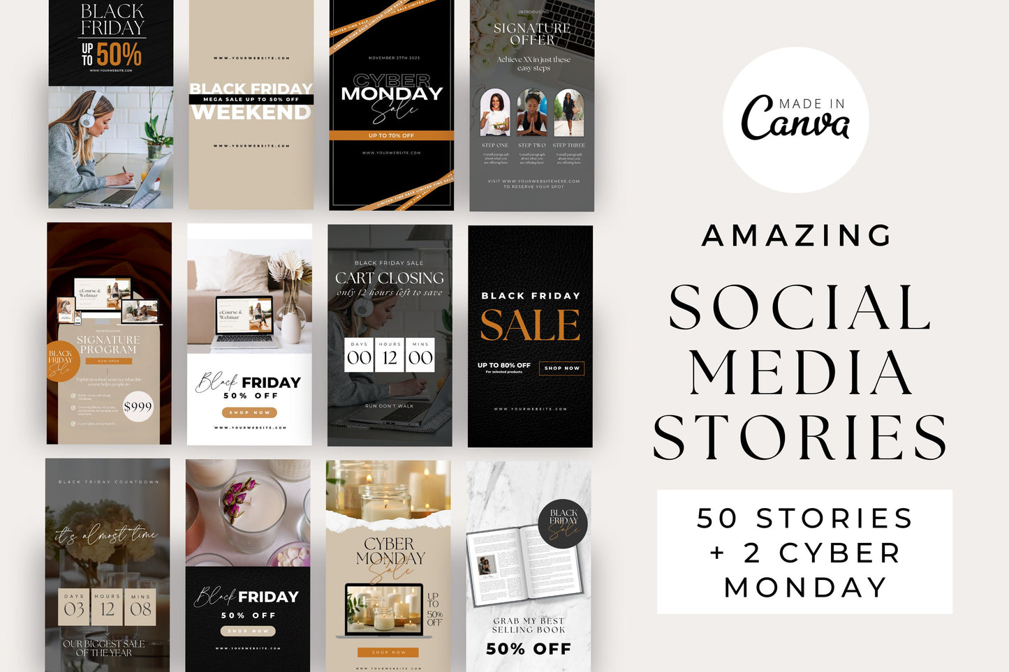 Black Friday & Cyber Monday: Social Media + Email Marketing Template Bundle