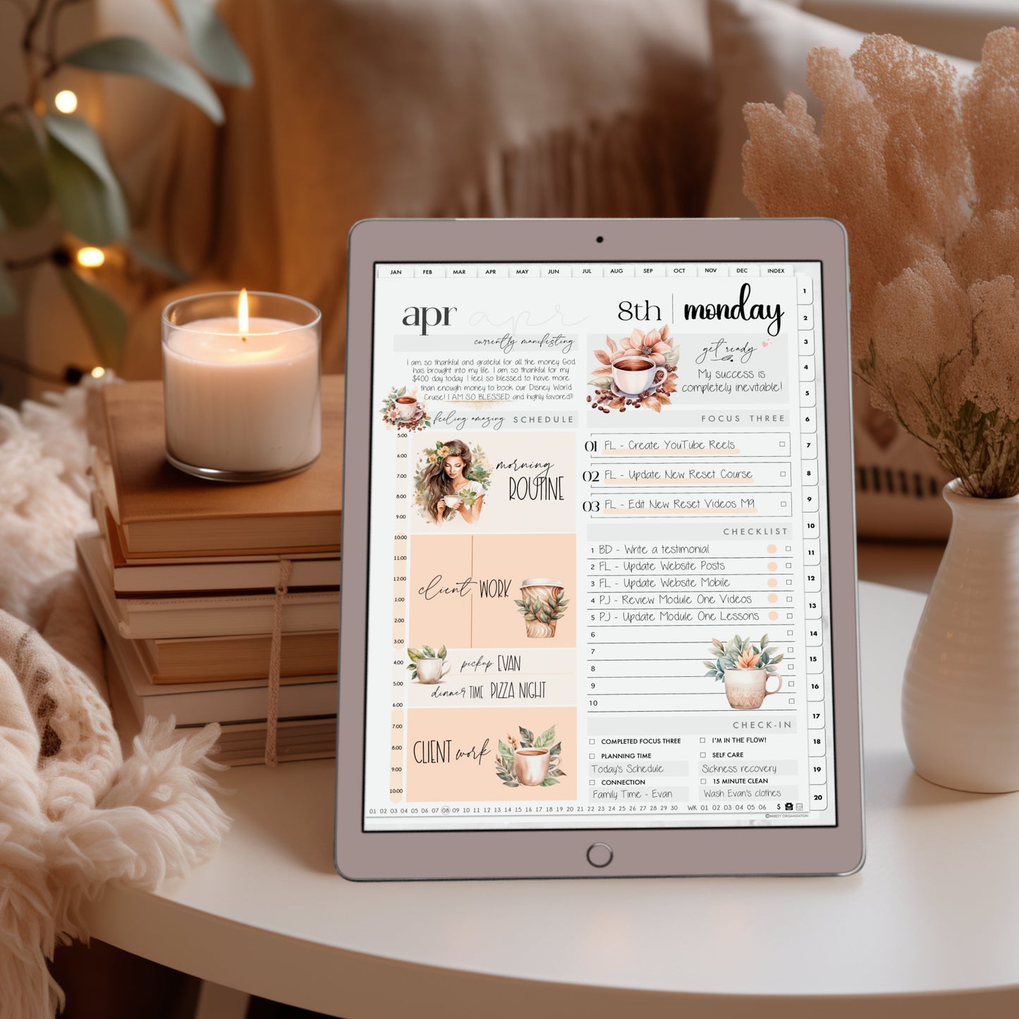 Watercolor Boho Coffee Digital Stickers