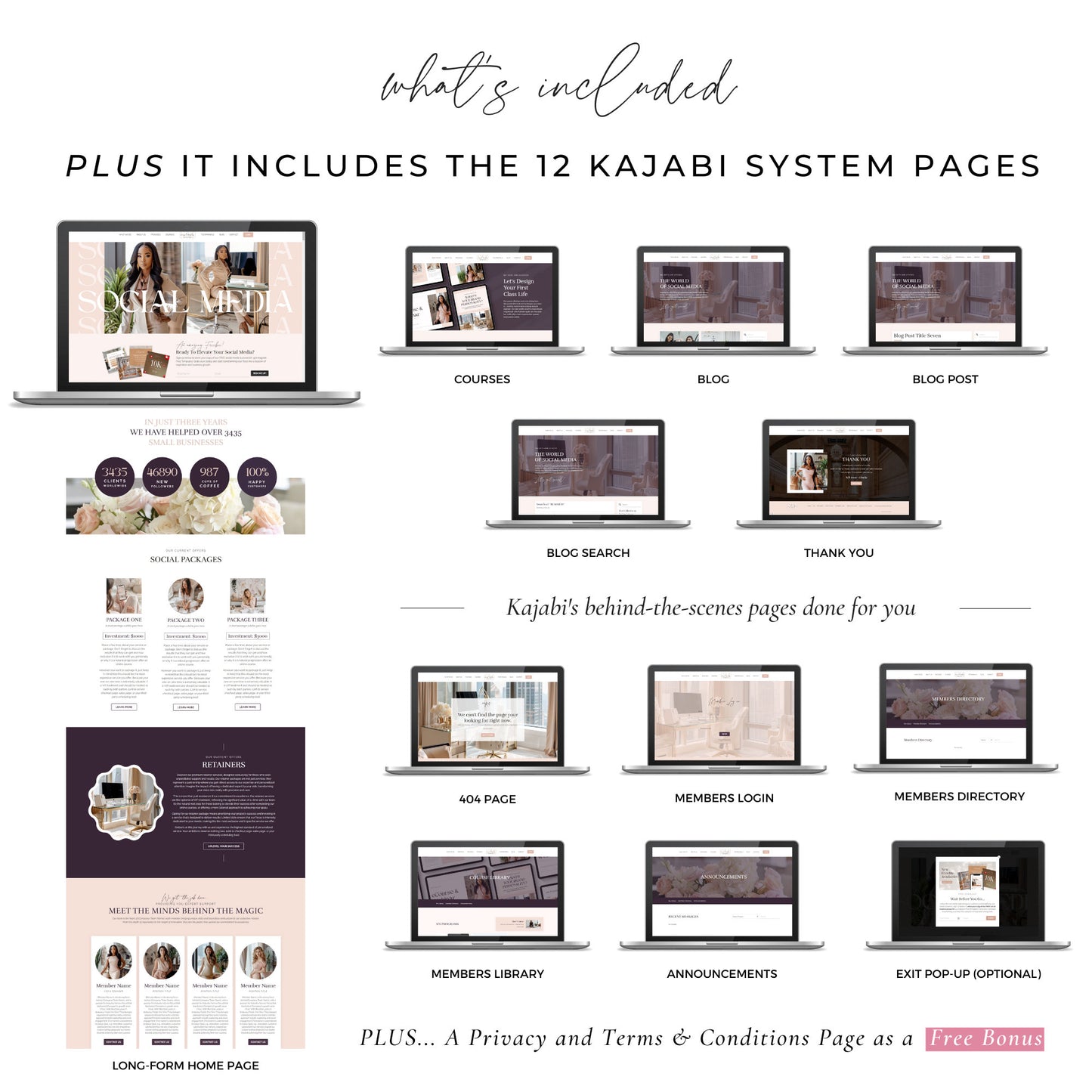 "Marketing" Kajabi One Page Business, Coaching & Course Website Template