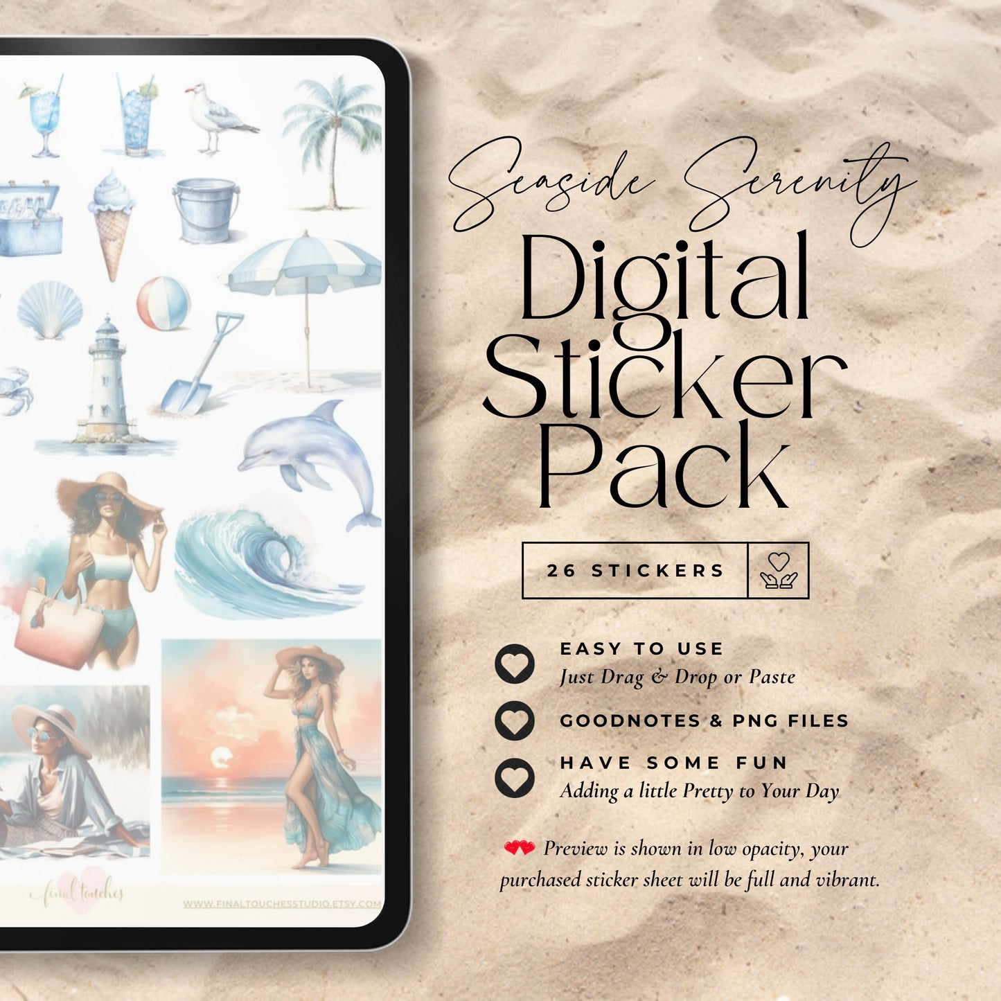 Seaside Serenity Digital Planner Stickers