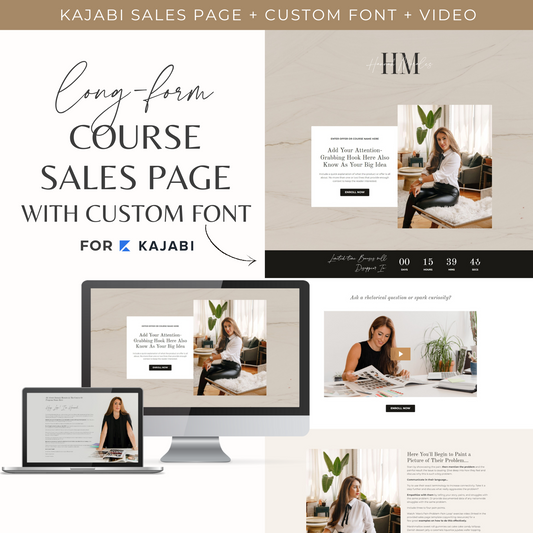 "Hannah" Kajabi Long-Form Sales Page 𝘸𝘪𝘵𝘩 𝘊𝘶𝘴𝘵𝘰𝘮 𝘚𝘤𝘳𝘪𝘱𝘵 𝘍𝘰𝘯𝘵