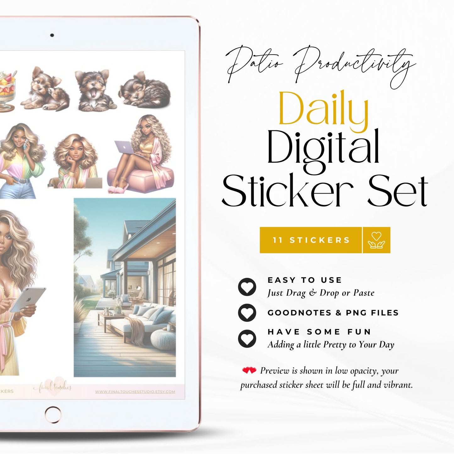 Patio Productivity Daily Digital Stickers Set